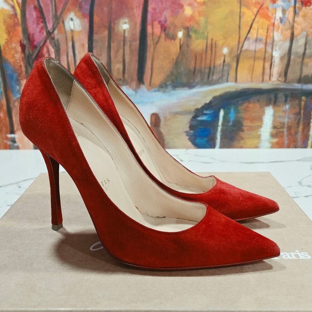 Christian Louboutin Red Suede Pigalle Follies Pump Size 6.5 Women's, IT 36